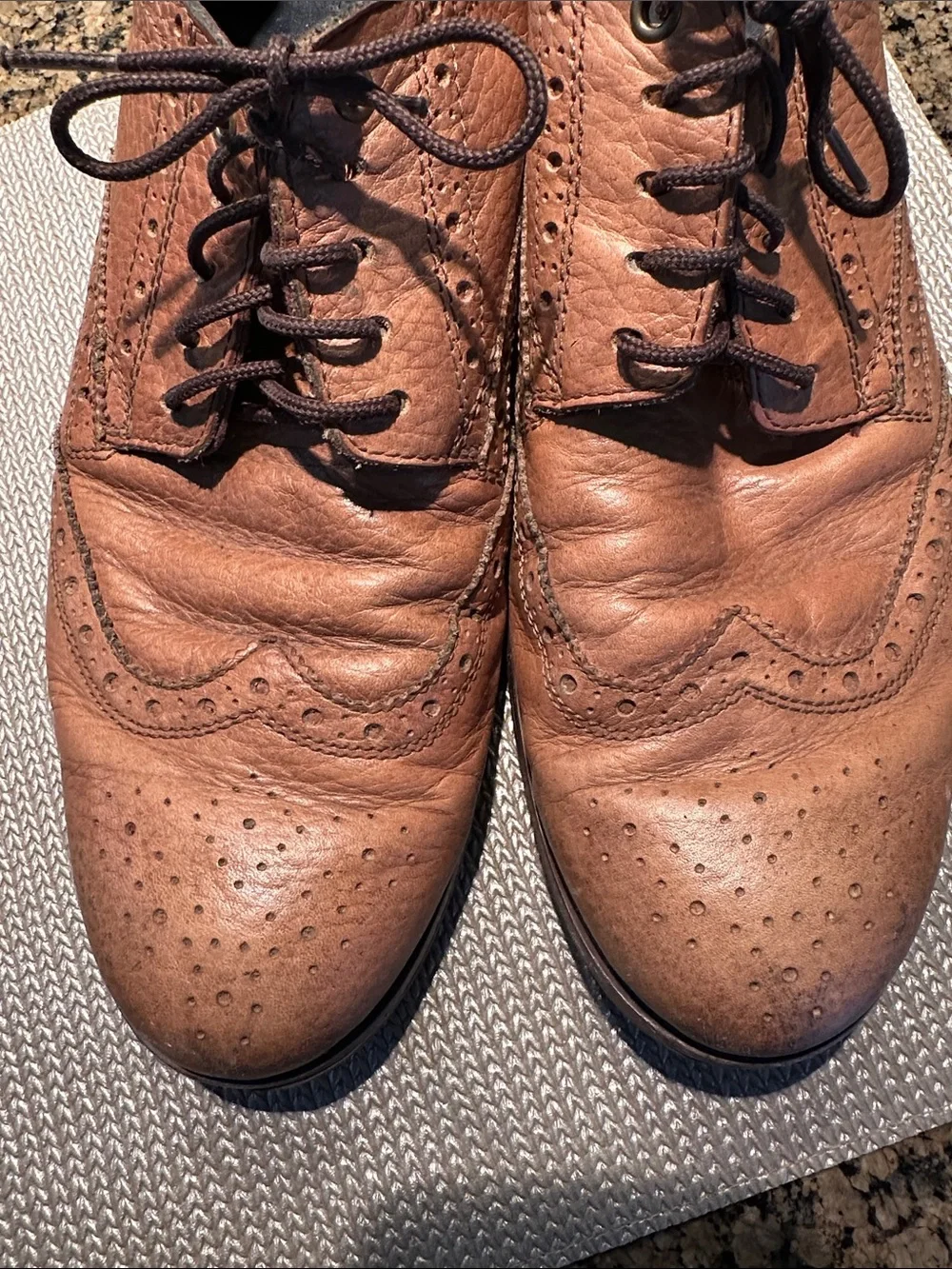 Tommy Hilfiger Brown Leather Wingtip Oxford Shoes